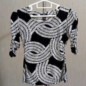 Alfani Petite Black & White Patterned Shirt